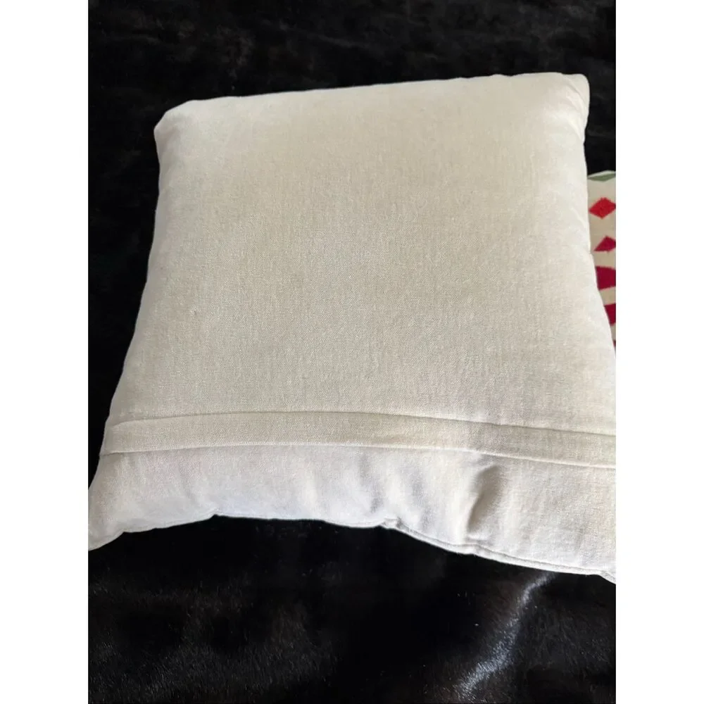 Crate & Barrel Geometric Jewel Tone Embroidered Pillow Holiday 16x16 x 2